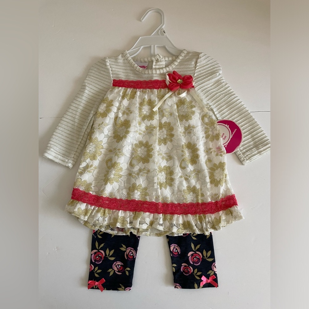 Nanette Kids Baby Toddler Girl’s 2 piece outfit 18m Multi Colored
